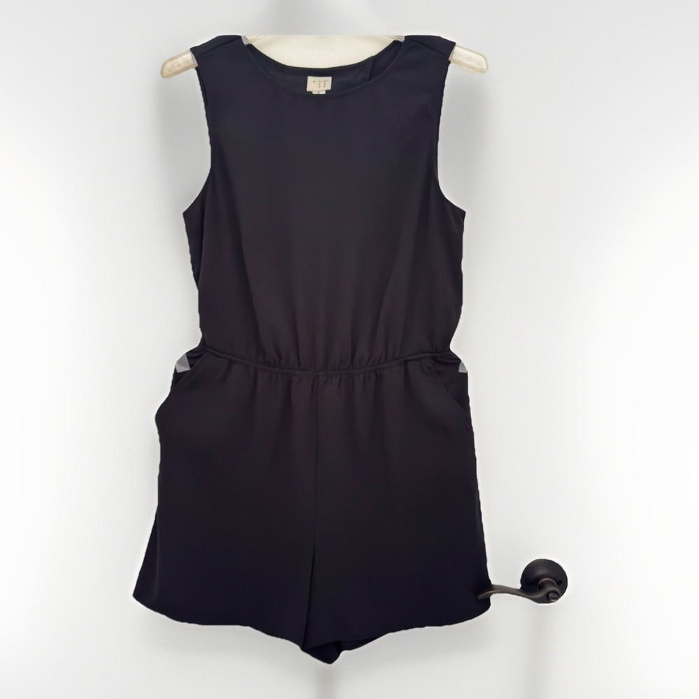 A NEW DAY Romper Womens M Black Pockets Capri Sun Beach Resort Vacation Mini
